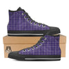 Grey Purple And White Tattersall Print Pattern Black High Top Shoes-grizzshop