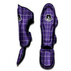 Grey Purple And White Tattersall Print Pattern Muay Thai Shin Guards-grizzshop