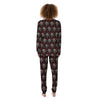 Grey Skull Red Rose Print Pattern Women's Pajamas-grizzshop