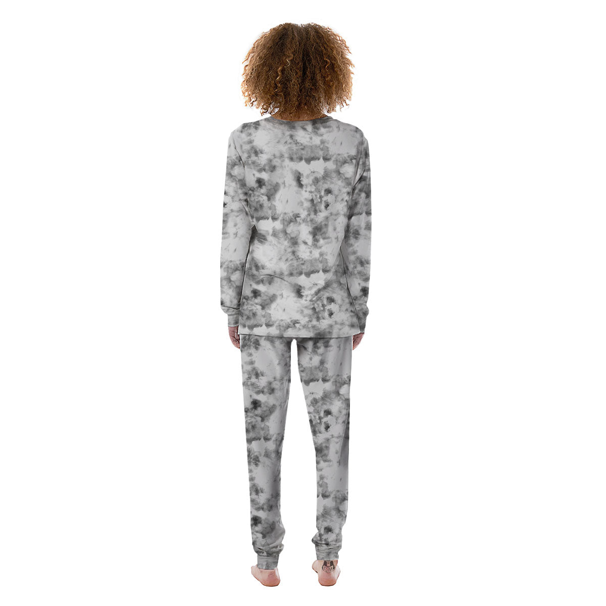 Grey Smoke Marble Print Pattern Women's Pajamas-grizzshop