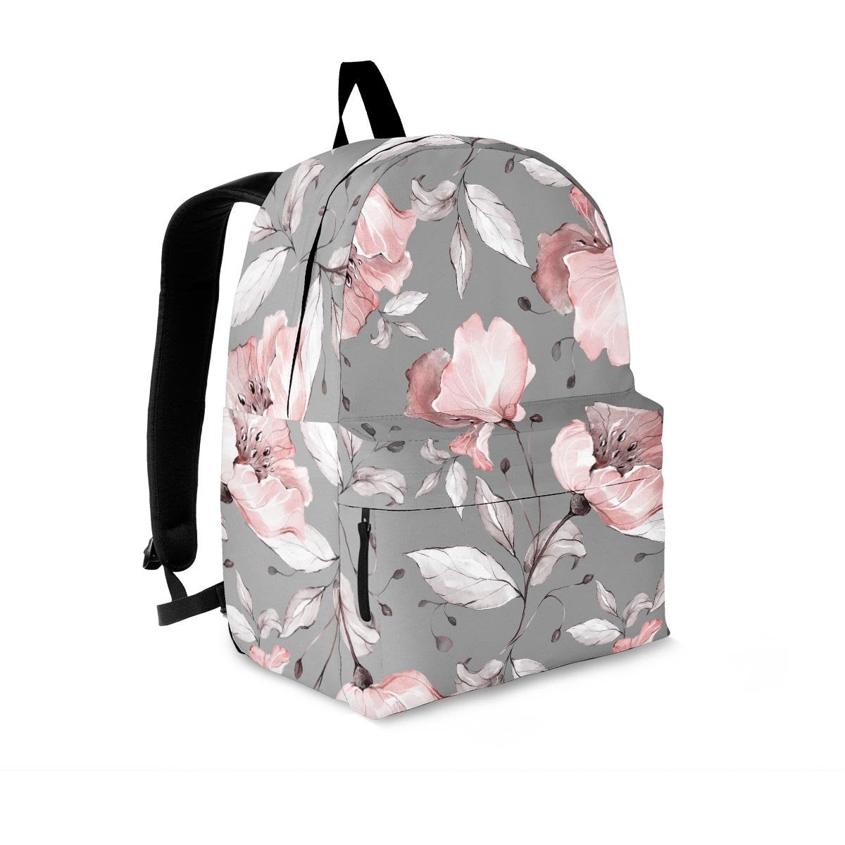 Grey Vintage Floral Print Backpack-grizzshop