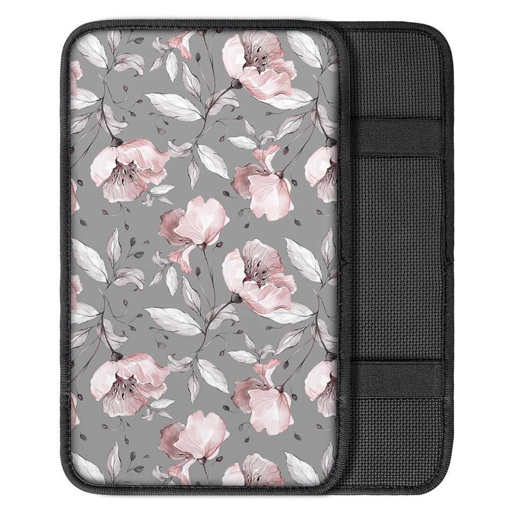 Grey Vintage Floral Print Car Console Cover-grizzshop
