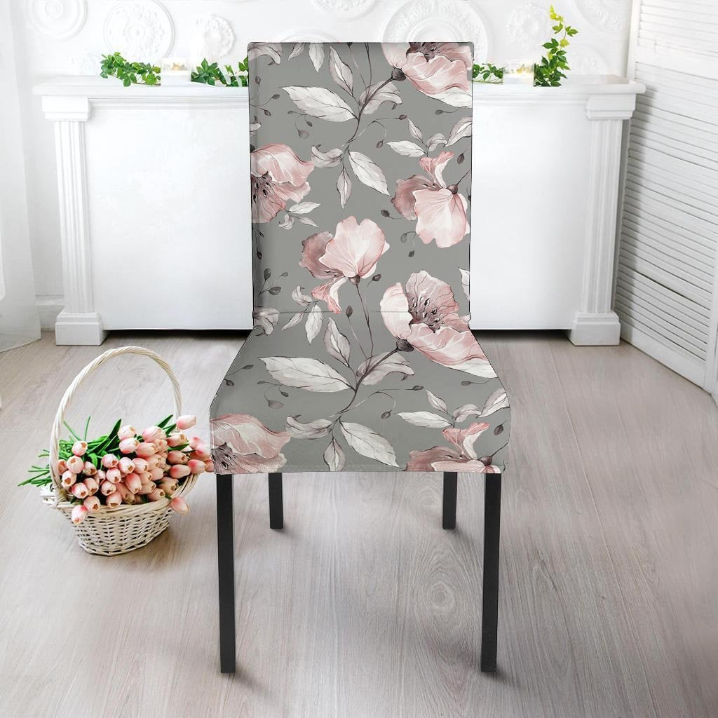 Grey Vintage Floral Print Chair Cover-grizzshop