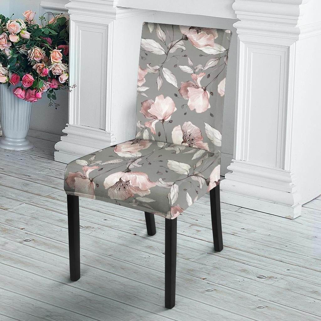 Grey Vintage Floral Print Chair Cover-grizzshop