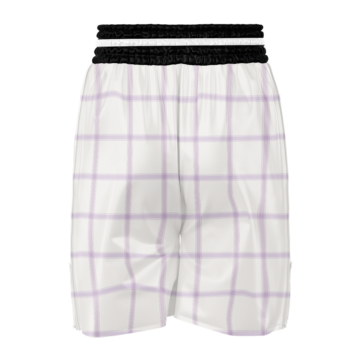 Grey White And Purple Tattersall Print Pattern Boxing Shorts-grizzshop