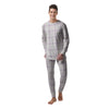 Grey White And Purple Tattersall Print Pattern Men's Pajamas-grizzshop