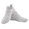 Grey White And Purple Tattersall Print Pattern White Athletic Shoes-grizzshop