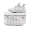 Grey White And Purple Tattersall Print Pattern White Athletic Shoes-grizzshop