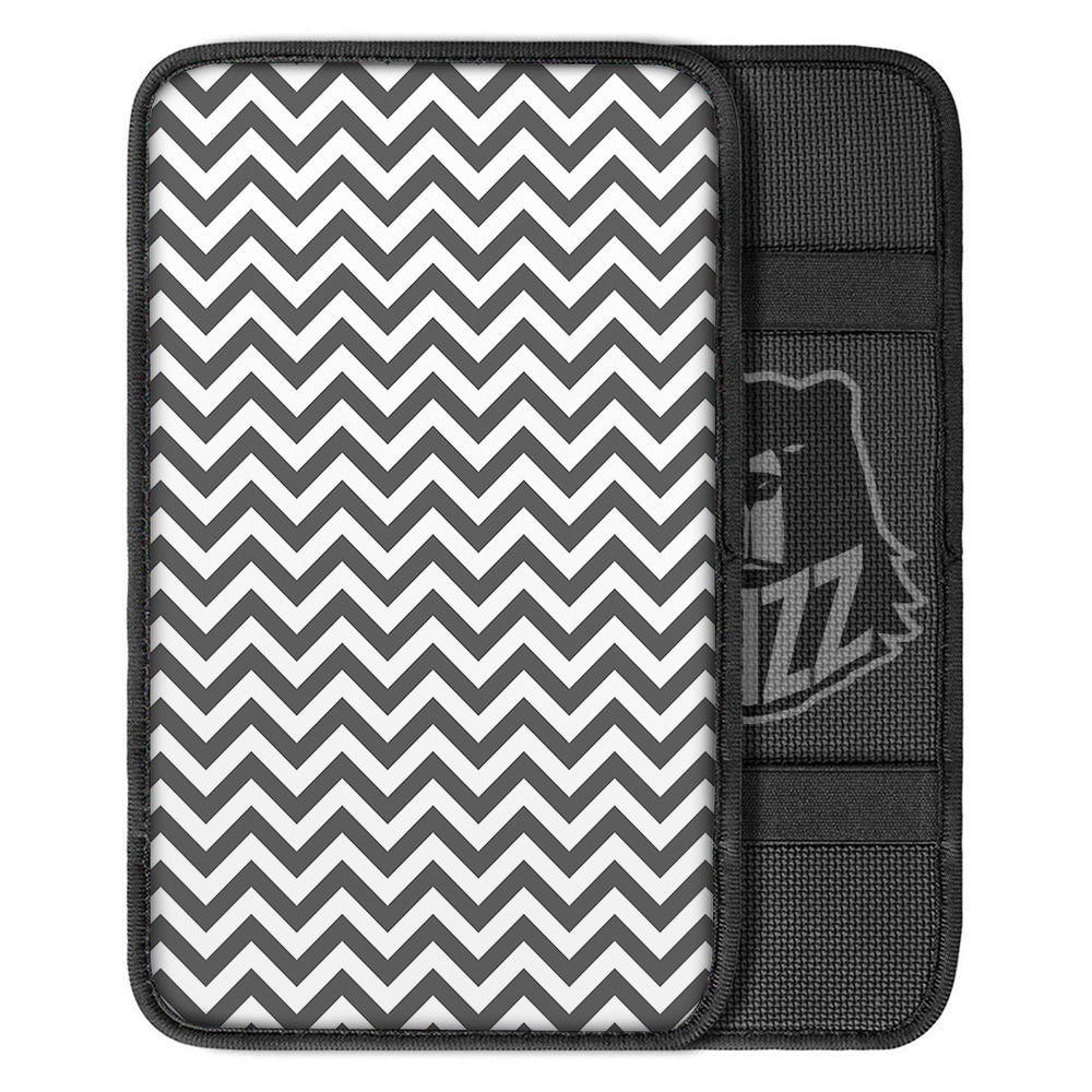Grey Zigzag Print Pattern Car Center Console Cover-grizzshop