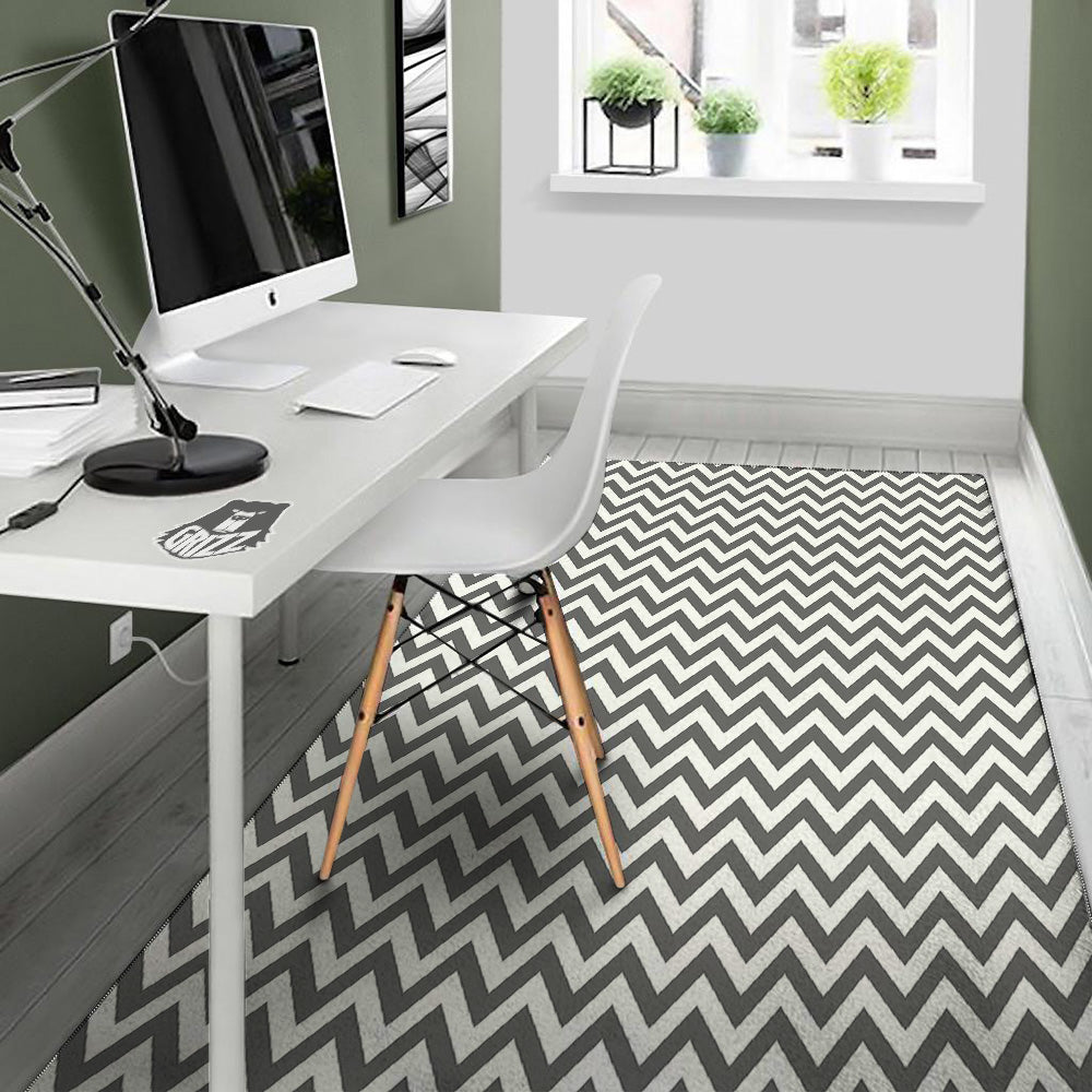 Grey Zigzag Print Pattern Floor Mat-grizzshop