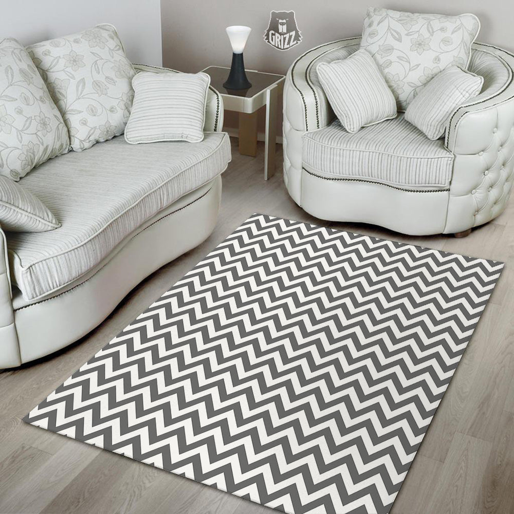 Grey Zigzag Print Pattern Floor Mat-grizzshop
