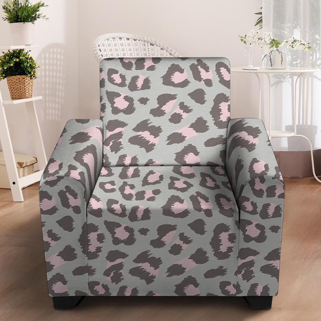 Grey and Pink Leopard Armchair Cover-grizzshop