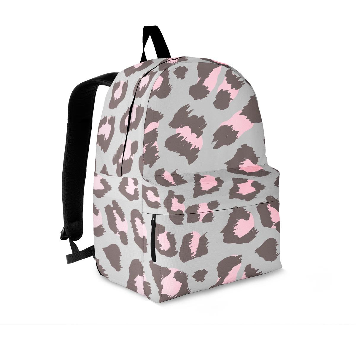 Grey and Pink Leopard Backpack-grizzshop