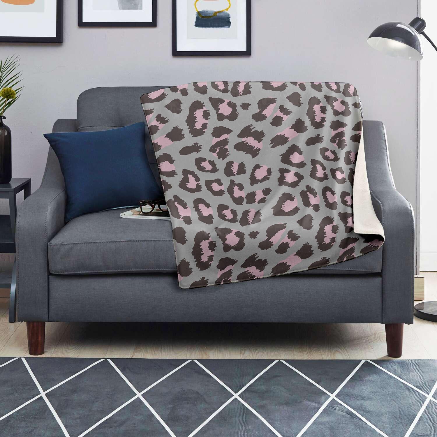 Grey and Pink Leopard Blanket-grizzshop