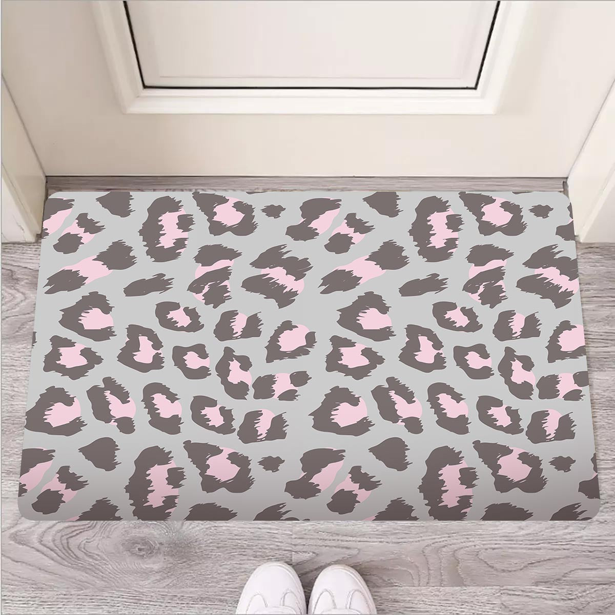 Grey and Pink Leopard Door Mat-grizzshop