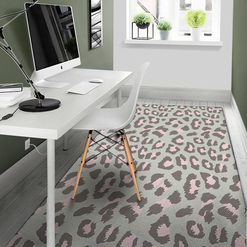 Grey and Pink Leopard Floor Mat-grizzshop