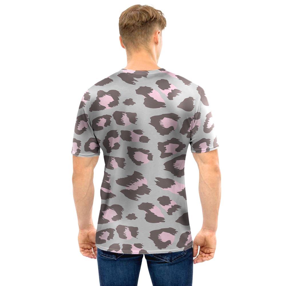 Grey and Pink Leopard Men T Shirt-grizzshop