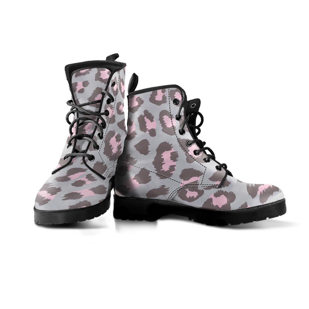 Grey and Pink Leopard Men's Boots-grizzshop