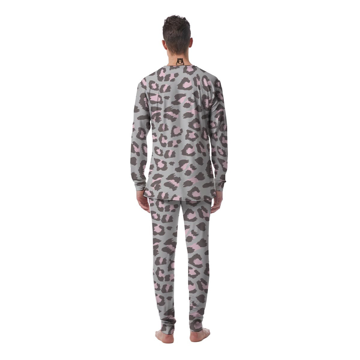 Grey and Pink Leopard Men's Pajamas-grizzshop