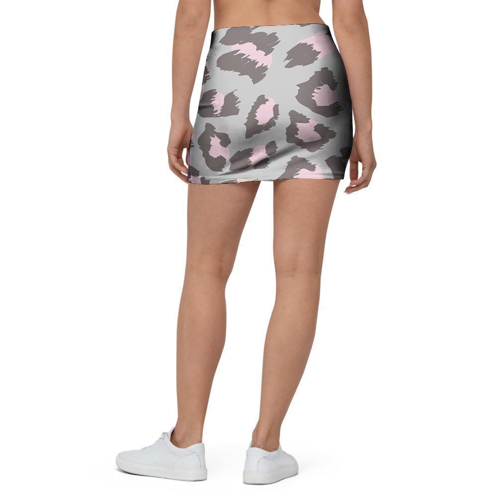 Grey and Pink Leopard Mini Skirt-grizzshop