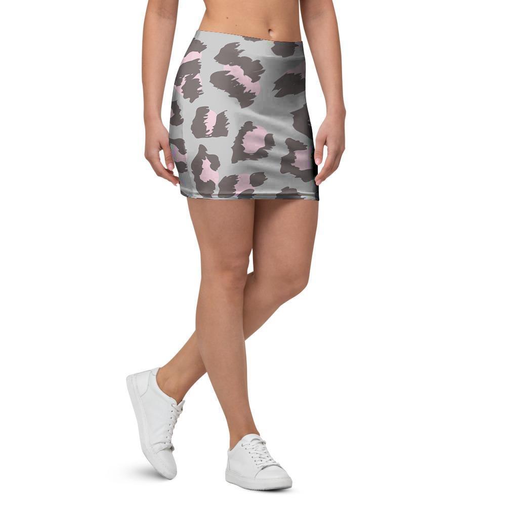 Grey and Pink Leopard Mini Skirt-grizzshop