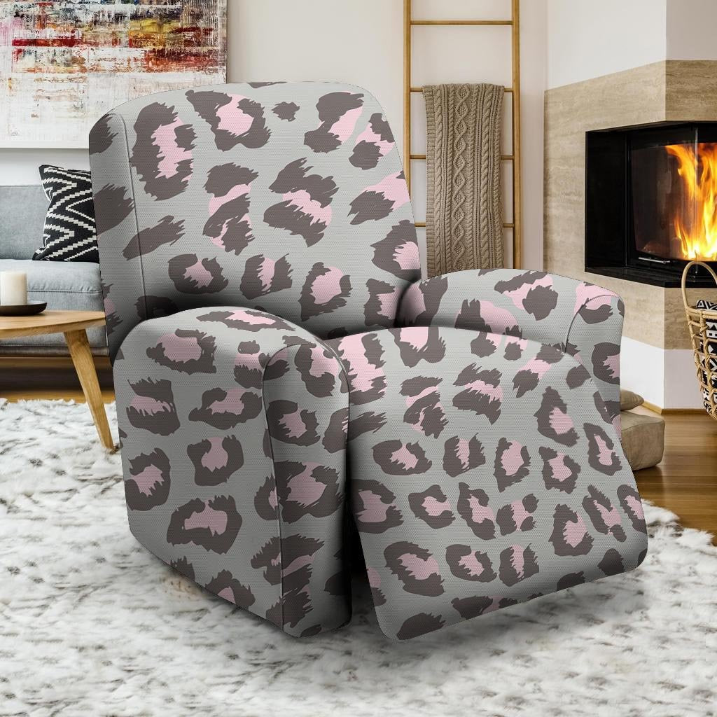 Grey and Pink Leopard Recliner Cover-grizzshop