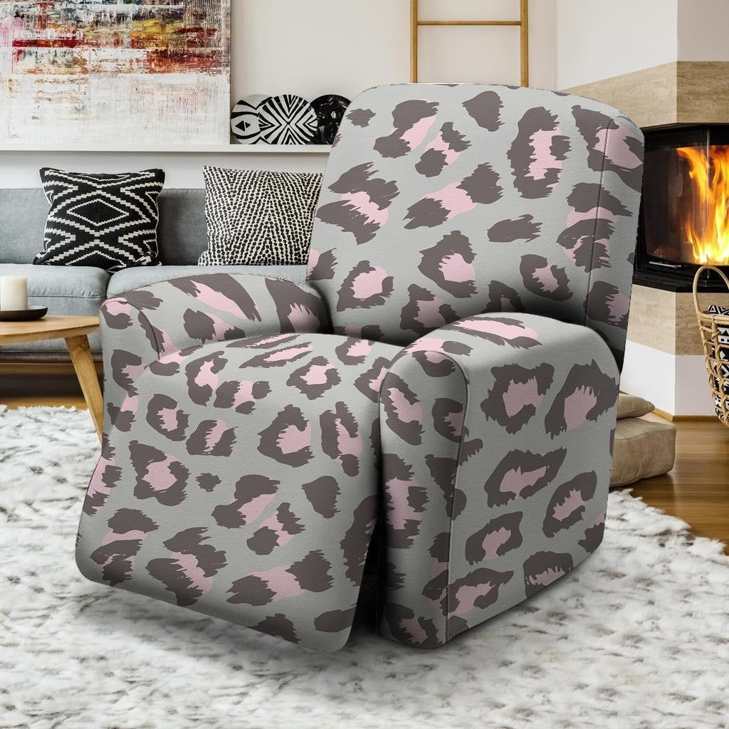 Grey and Pink Leopard Recliner Cover-grizzshop