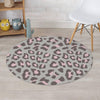 Grey and Pink Leopard Round Rug-grizzshop