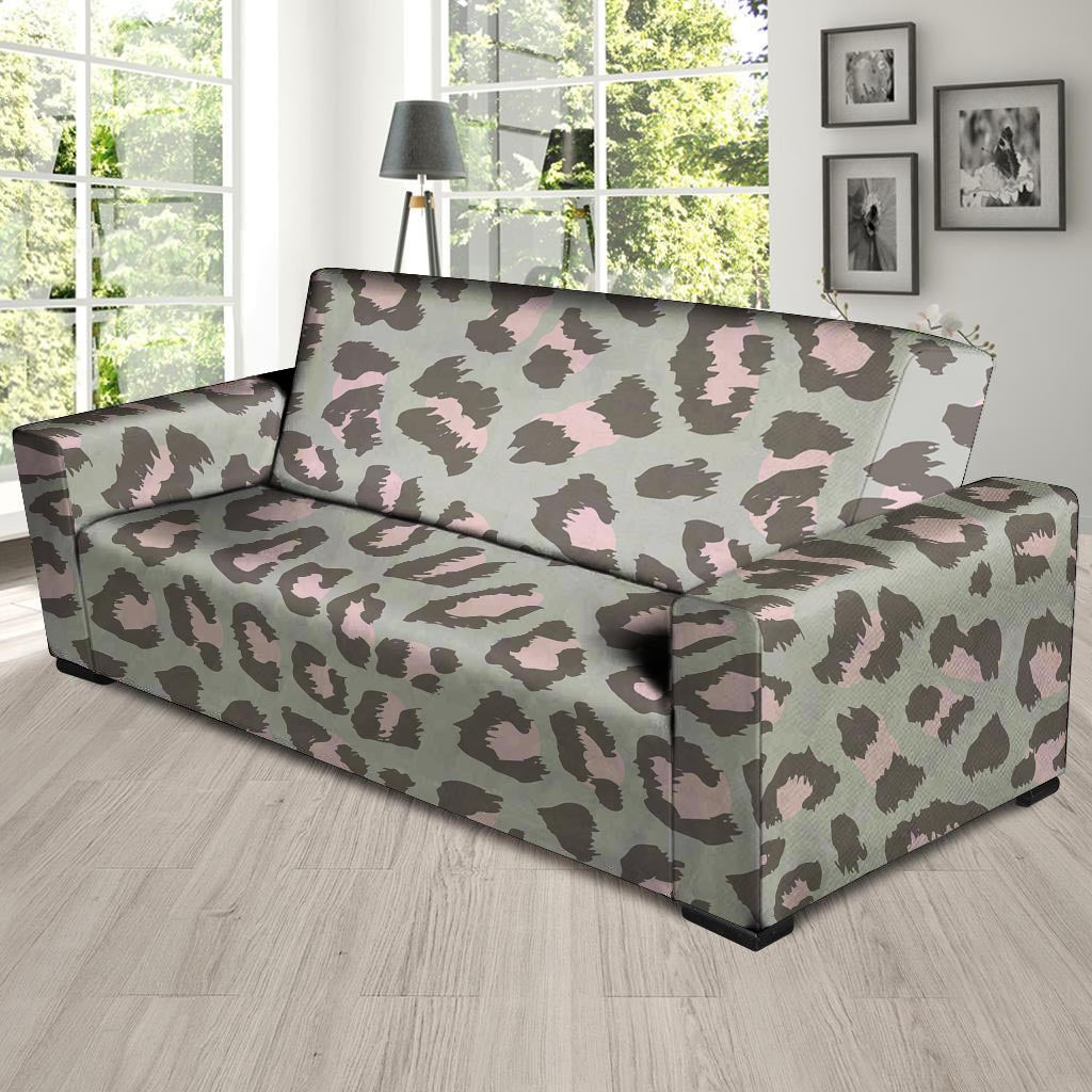 Grey and Pink Leopard Sofa Cover-grizzshop