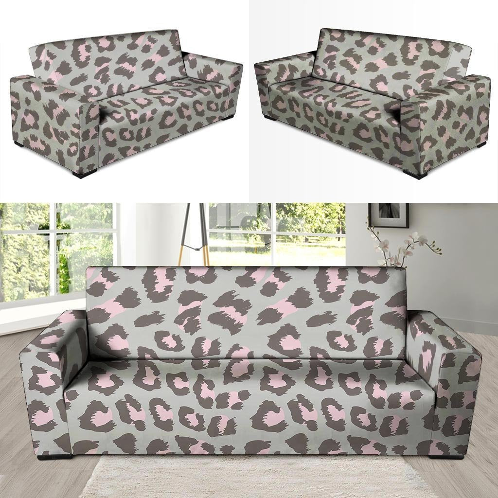 Grey and Pink Leopard Sofa Cover-grizzshop