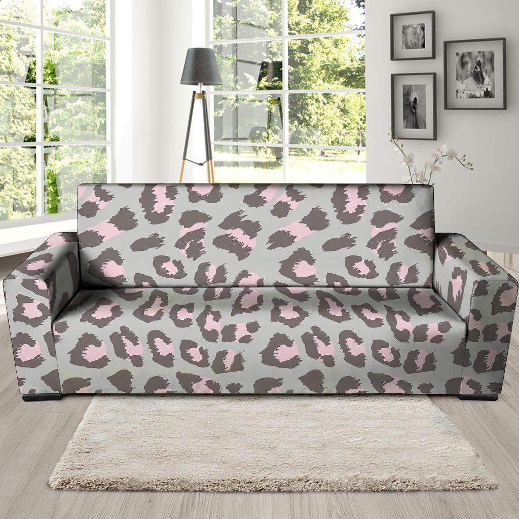 Grey and Pink Leopard Sofa Cover-grizzshop