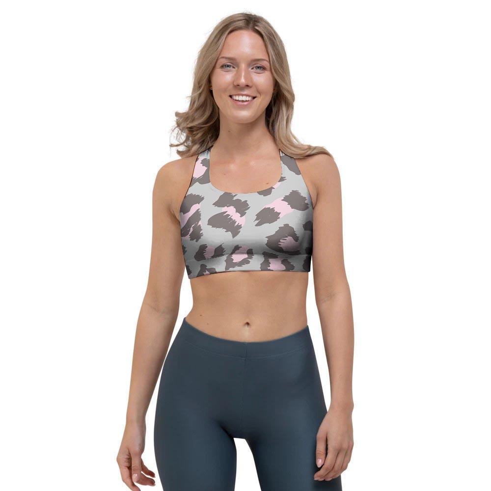 Grey and Pink Leopard Sports Bra-grizzshop