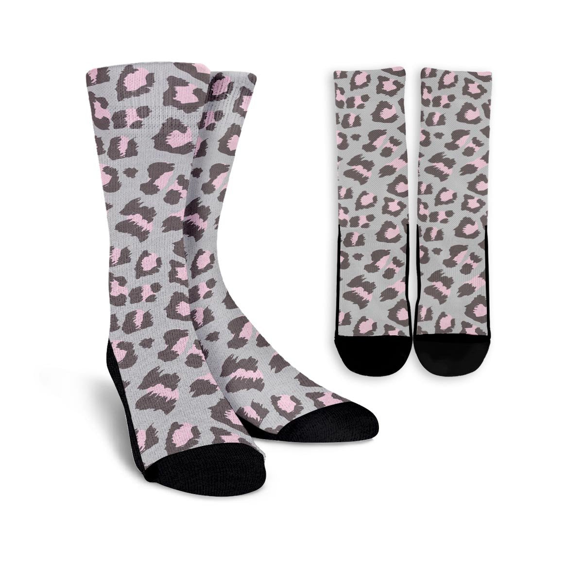 Grey and Pink Leopard Unisex Socks-grizzshop