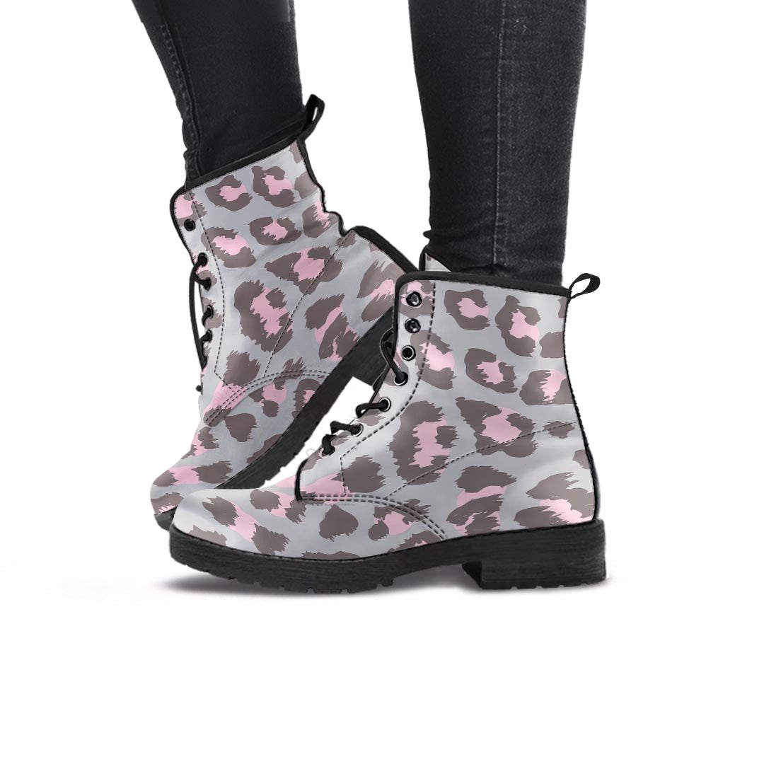 Grey and Pink Leopard Women's Boots-grizzshop