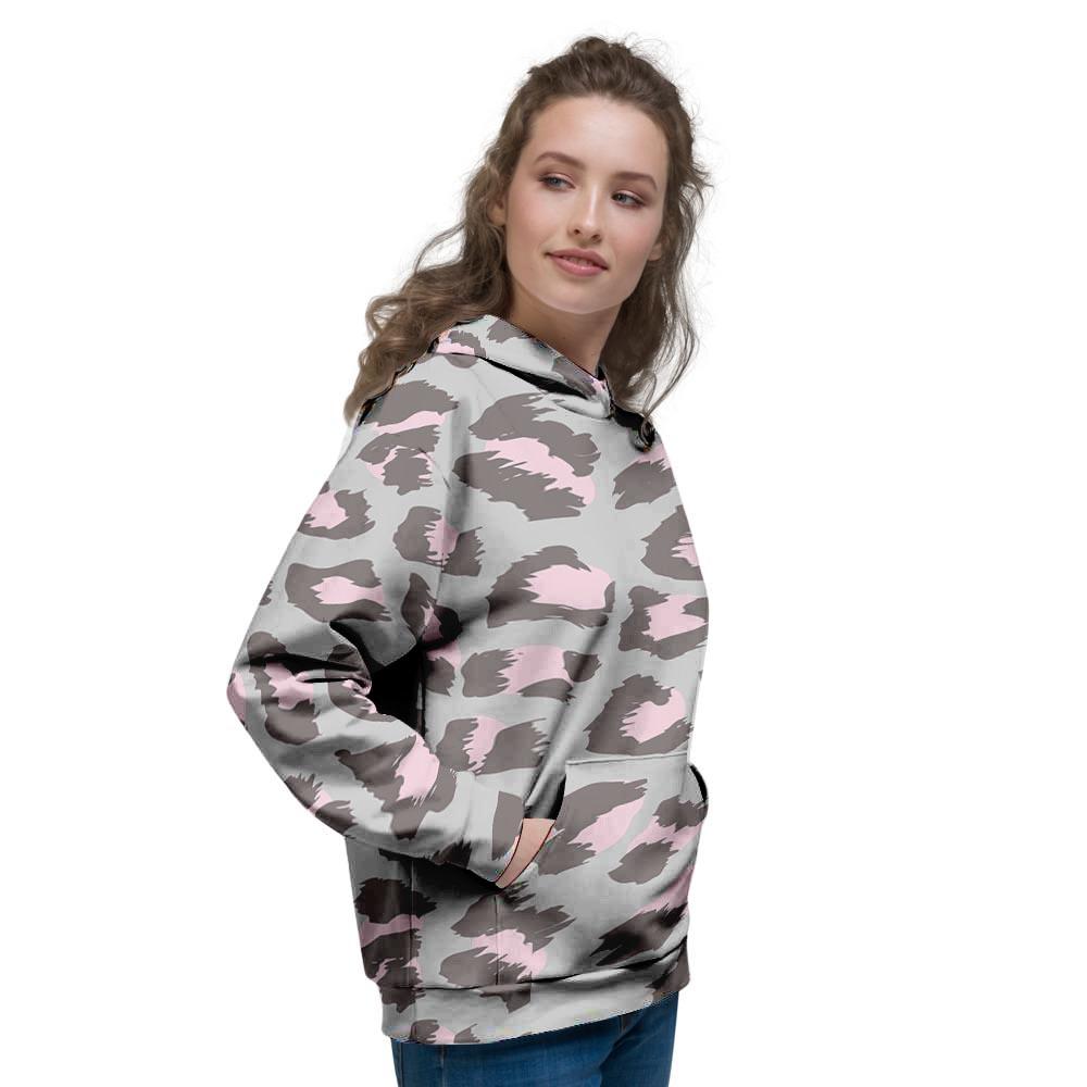 Grey and Pink Leopard Women's Hoodie-grizzshop