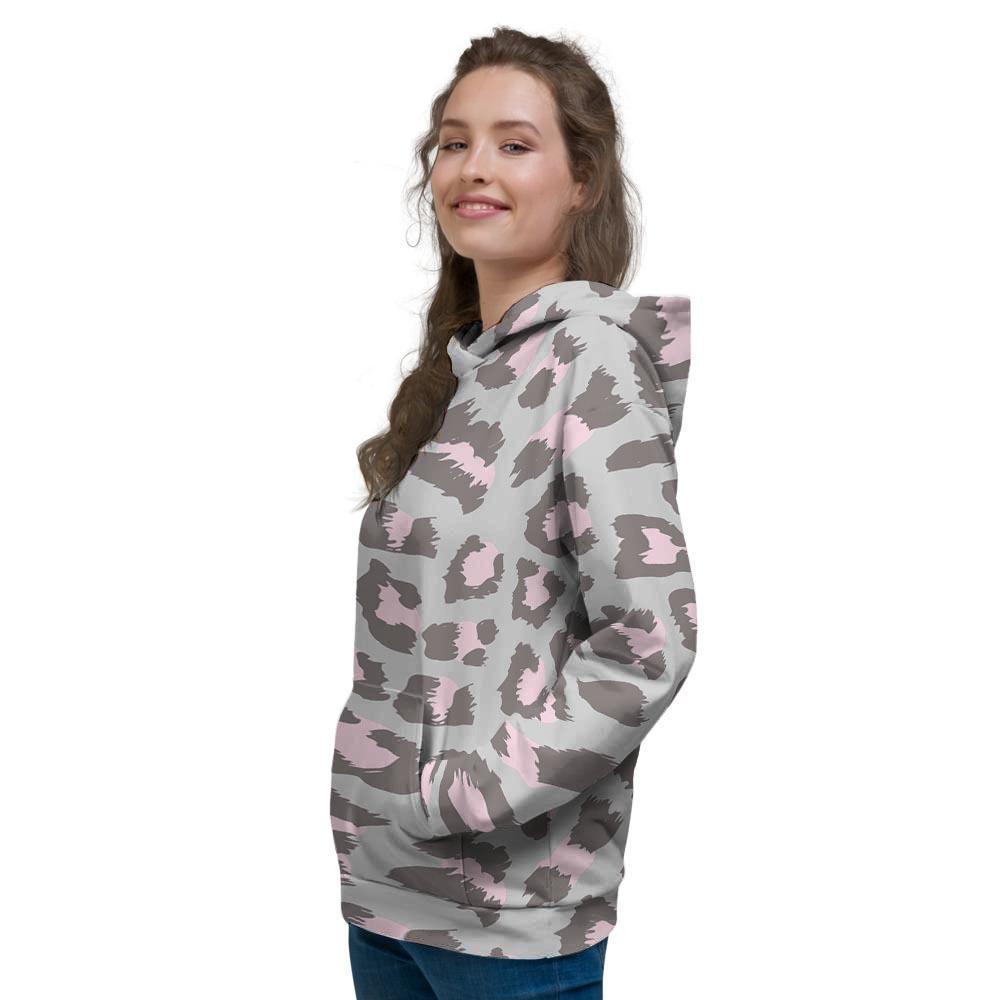 Grey and Pink Leopard Women's Hoodie-grizzshop