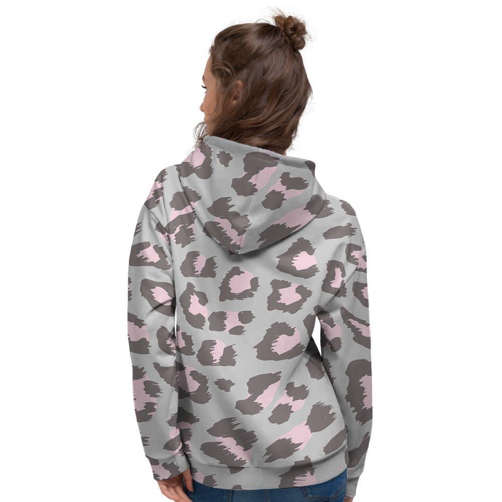 Grey and Pink Leopard Women's Hoodie-grizzshop