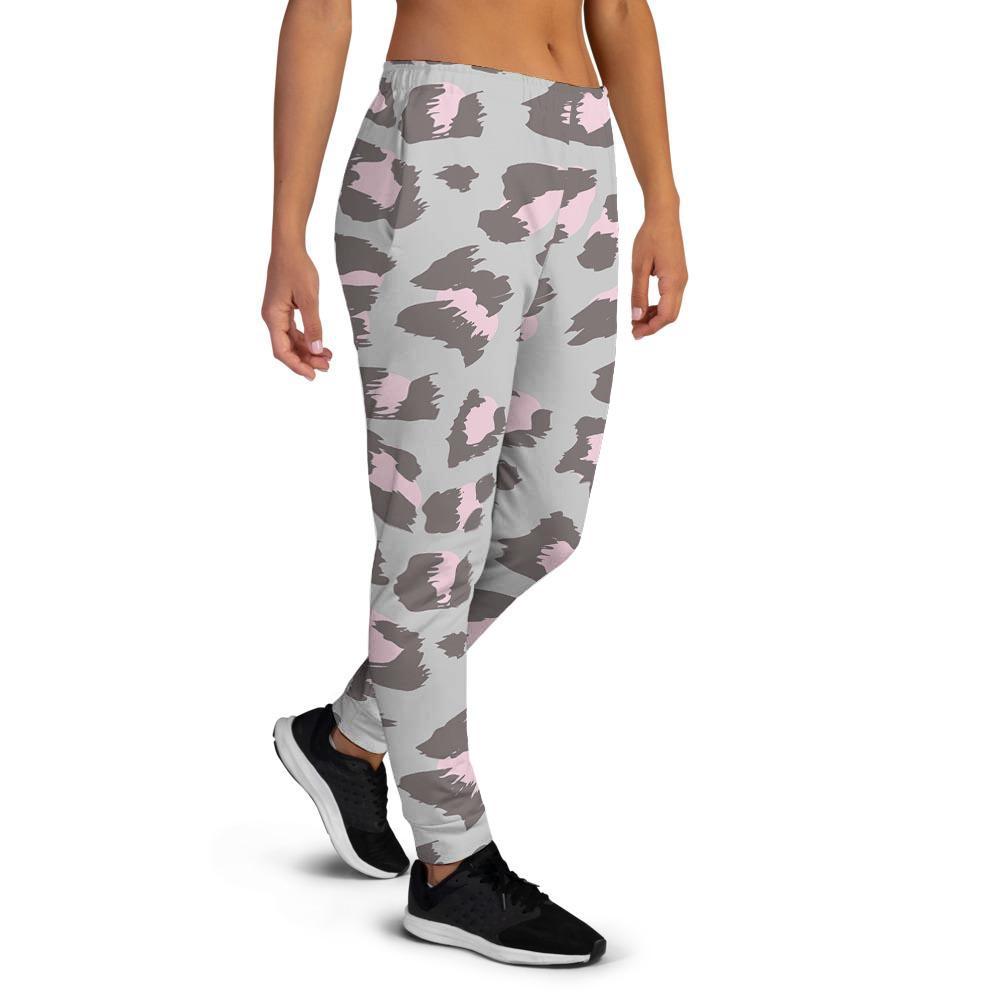 Grey and Pink Leopard Women's Joggers-grizzshop