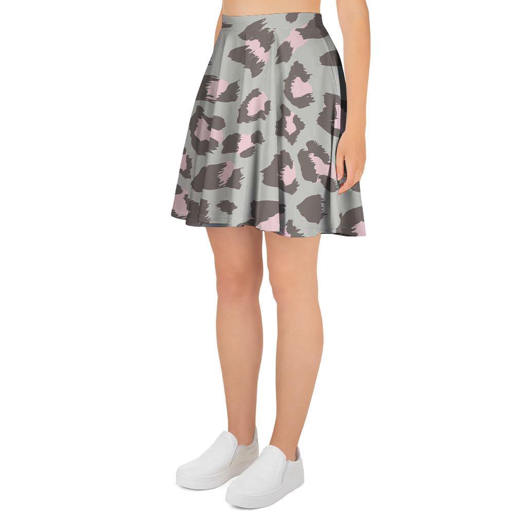 Grey and Pink Leopard Women's Skirt-grizzshop