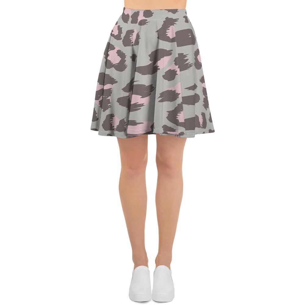 Grey and Pink Leopard Women's Skirt-grizzshop
