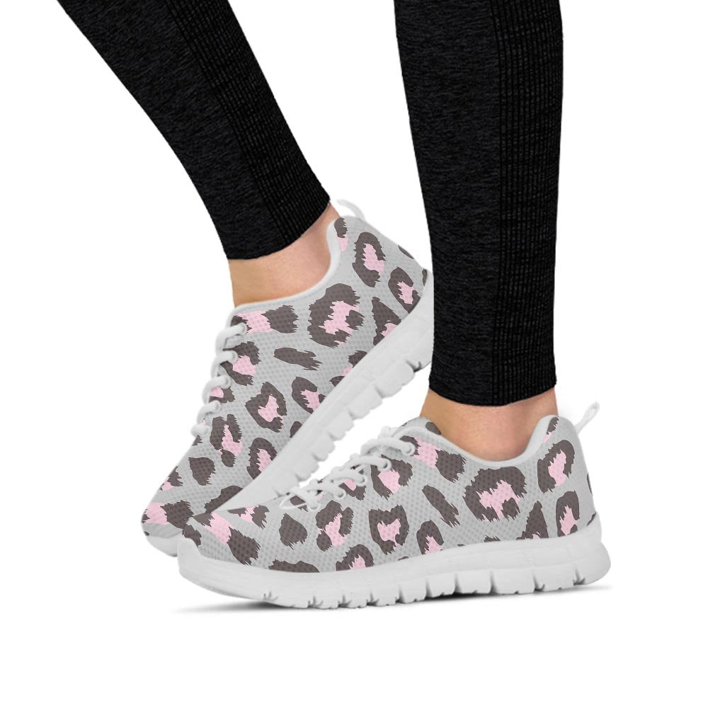 Grey and Pink Leopard Women's Sneakers-grizzshop