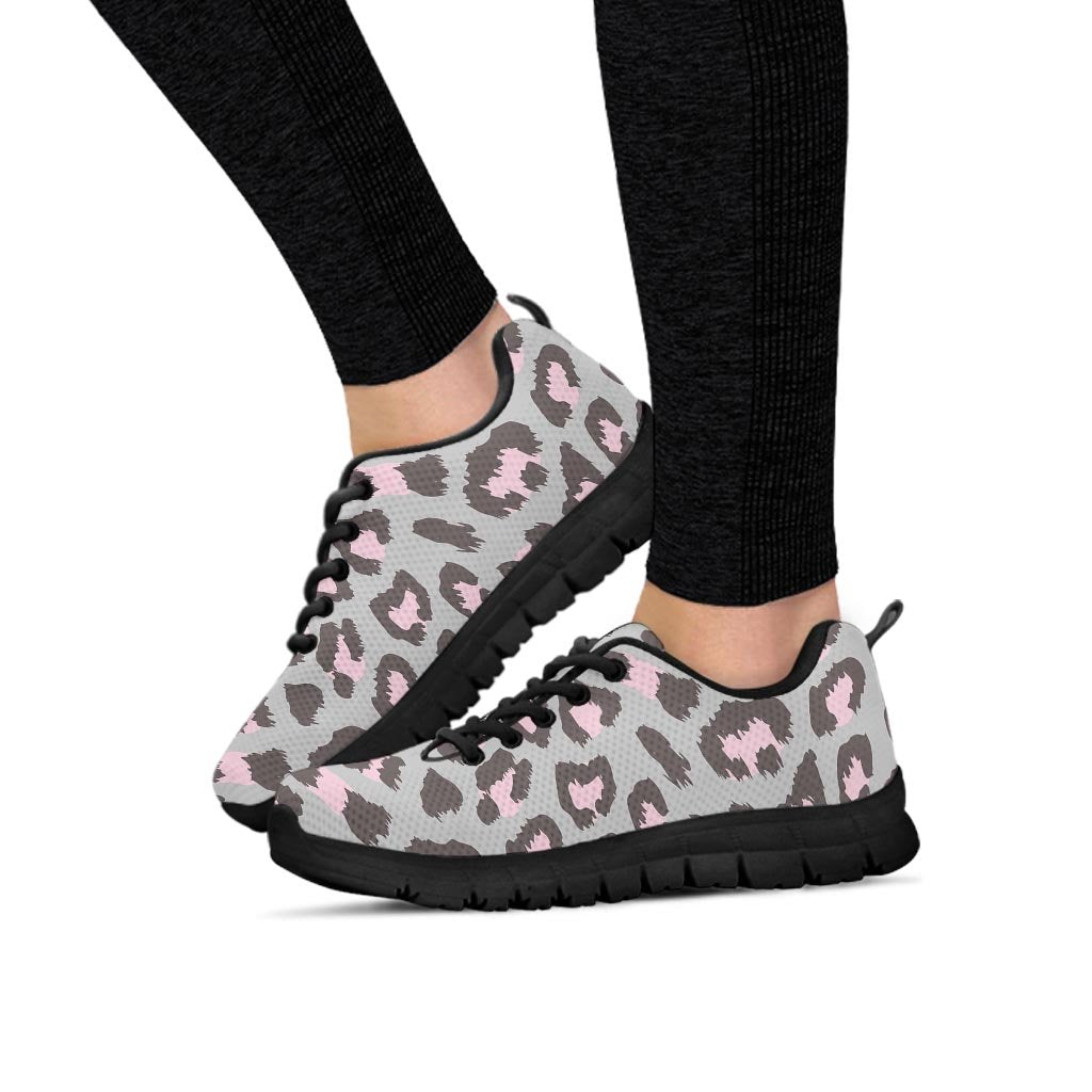 Grey and Pink Leopard Women's Sneakers-grizzshop