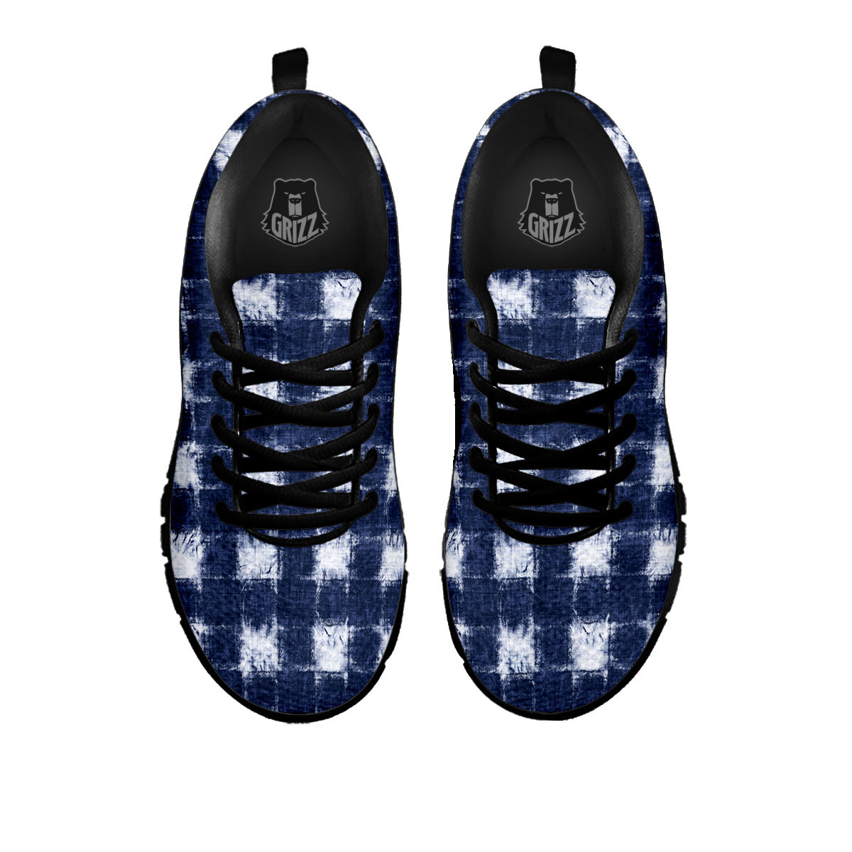 Grid Shibori Print Pattern Black Sneaker-grizzshop