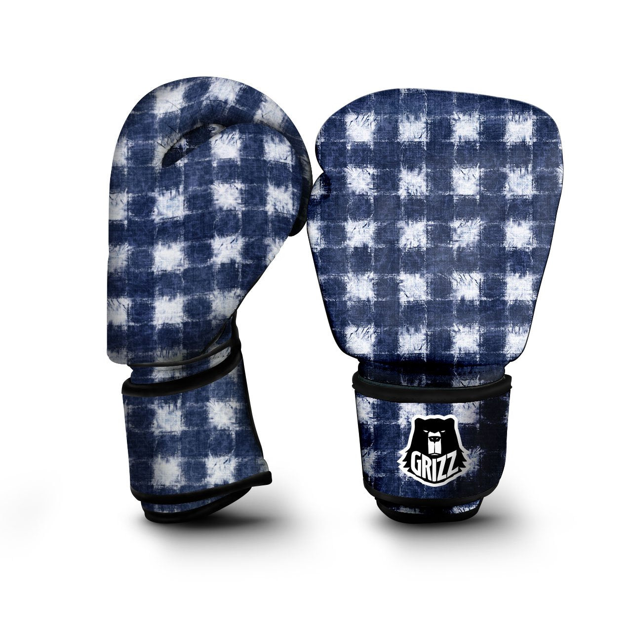 Grid Shibori Print Pattern Boxing Gloves-grizzshop