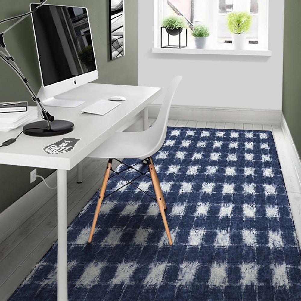 Grid Shibori Print Pattern Floor Mat-grizzshop