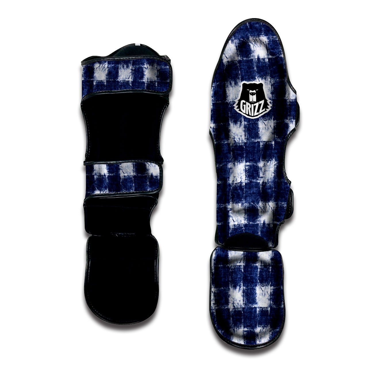 Grid Shibori Print Pattern Muay Thai Shin Guards-grizzshop