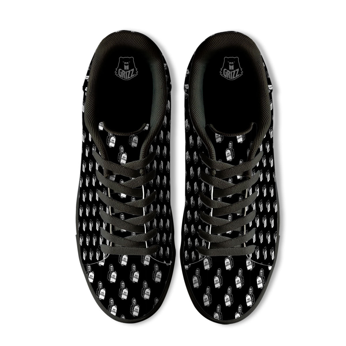 Grim Reaper Halloween Print Pattern Black Low Top Sneakers-grizzshop