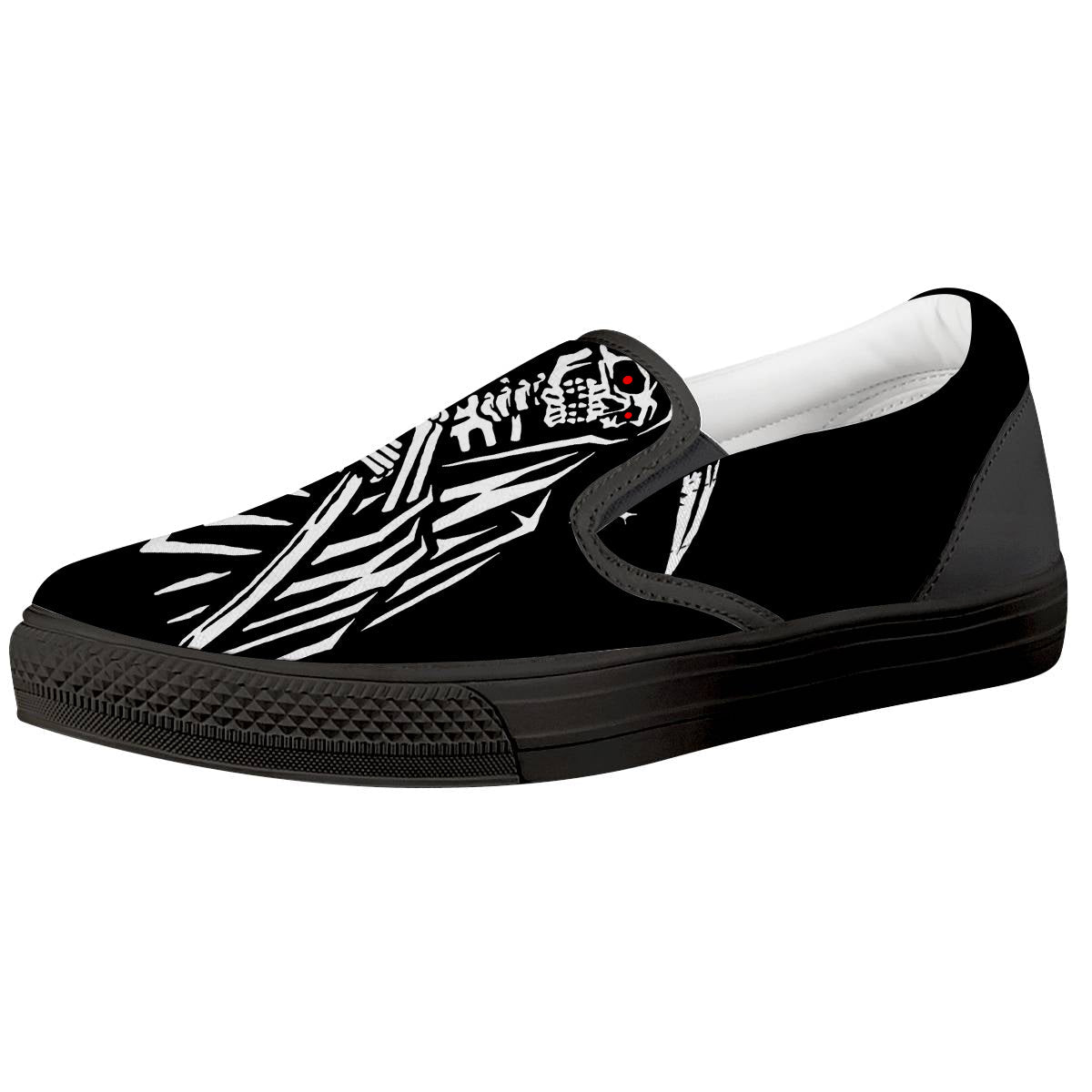 Grim Reaper Sad Print Black Slip On Shoes-grizzshop