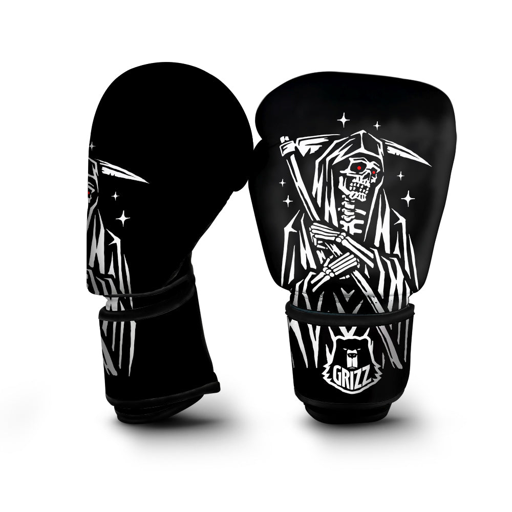 Grim Reaper Sad Print Boxing Gloves-grizzshop