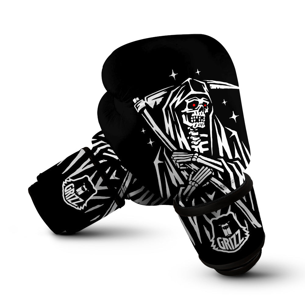 Grim Reaper Sad Print Boxing Gloves-grizzshop